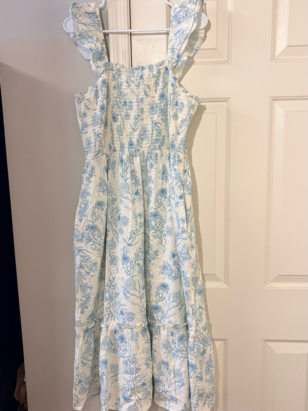 The Pioneer Woman Cream and Light Blue Floral Maxi Dress